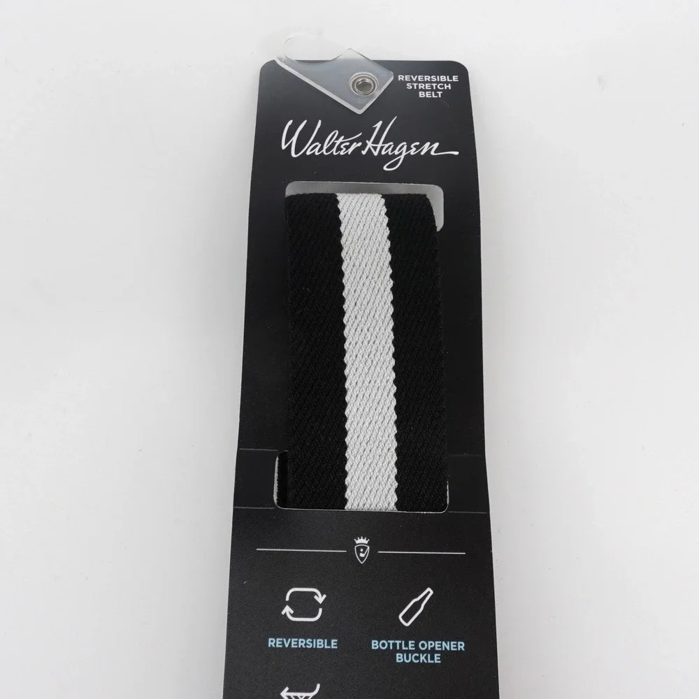 Walter Hagen Mens Perfect 11 Reversible Stretch Golf Belt Black White 11HW030001